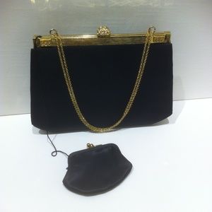 VINTAGE BLACK AFTER FIVE HANDBAG WITH CHANGE PURSE